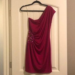 Fuchsia Body Con Dress with side embellishment